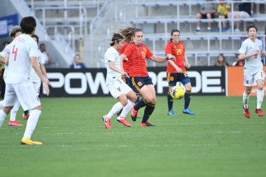 İspanya - Japonya maçı, 5 Mart 2020 tarihinde Orlando Florida 'daki Exploria Stadyumu' nda düzenlenen 2020 SheBelieves Kupası 'nda yapıldı. Fotoğraf: Marty Jean-Louis