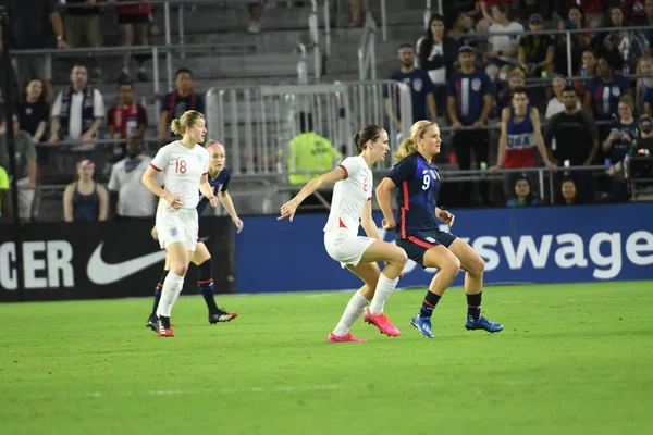 Usa Inglaterra Match Durante Copa Shebelieves 2020 Estadio Exploria Orlando — Foto de Stock