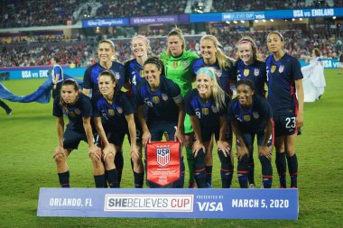 5 Mart 2020 'de Orlando Florida' daki Exploria Stadyumu 'nda düzenlenen 2020 SheBelieves Kupası' nda ABD ile İngiltere maçı. Fotoğraf: Marty Jean-Louis