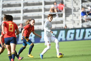 İspanya - Japonya maçı, 5 Mart 2020 tarihinde Orlando Florida 'daki Exploria Stadyumu' nda düzenlenen 2020 SheBelieves Kupası 'nda yapıldı. Fotoğraf: Marty Jean-Louis