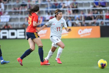 İspanya - Japonya maçı, 5 Mart 2020 tarihinde Orlando Florida 'daki Exploria Stadyumu' nda düzenlenen 2020 SheBelieves Kupası 'nda yapıldı. Fotoğraf: Marty Jean-Louis