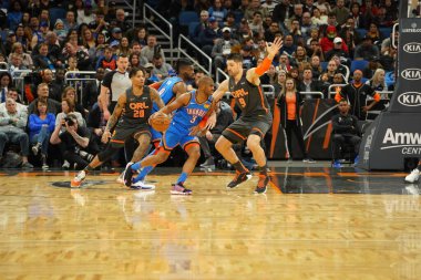 Orlando Magic sunucusu Oklahoma City Thunder 21 Ocak 2020 tarihinde Orlando Florida 'daki Amway Center' da. Fotoğraf: Marty Jean-Louis 