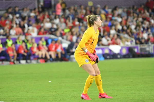 Eua Inglaterra Match Durante Copa Shebelieves 2020 Estádio Exploria Orlando — Fotografia de Stock