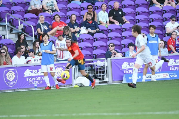 Španělsko Japonsko Zápas Během2020 Shebelieves Cup Stadionu Exploria Orlando Florida — Stock fotografie