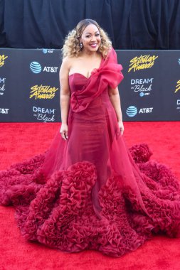 Erica Campbell 29 Mart 2019 Cuma günü Las Vegas 'taki Orleans Resort' ta düzenlenen 34. Stellar Ödülleri 'nde kırmızı halıda yürüyor. Fotoğraf: Marty Jean-Louis. Fotoğraf: Marty Jean-Louis