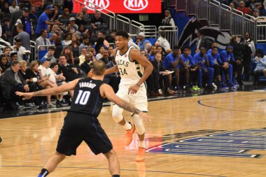 Orlando Magic, 19 Ocak 2019 Cumartesi günü Orlando Florida 'daki Amway Arena' da Milwaukee Doları 'na ev sahipliği yapıyor. Fotoğraf: Marty Jean-Louis