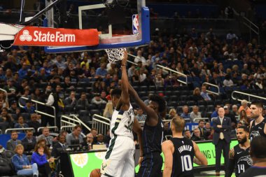 Orlando Magic, 19 Ocak 2019 Cumartesi günü Orlando Florida 'daki Amway Arena' da Milwaukee Doları 'na ev sahipliği yapıyor. Fotoğraf: Marty Jean-Louis
