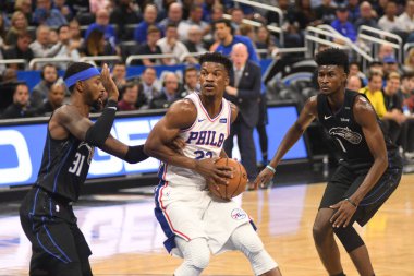 Orlando Magic, 25 Mart 2019 tarihinde Orlando Florida 'daki Amway Arena' da Philadelphia 76ers 'a ev sahipliği yaptı. Fotoğraf: Marty Jean-Louis