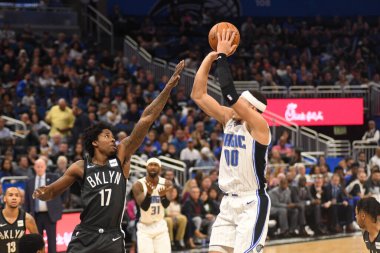Orlando Magic, 2 Şubat 2019 tarihinde Orlando Florida 'daki Amway Center' da Brooklyn Nets 'e ev sahipliği yapmaktadır. Fotoğraf: Marty Jean-Louis