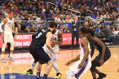 Orlando Magic, 25 Mart 2019 tarihinde Orlando Florida 'daki Amway Arena' da Philadelphia 76ers 'a ev sahipliği yaptı. Fotoğraf: Marty Jean-Louis