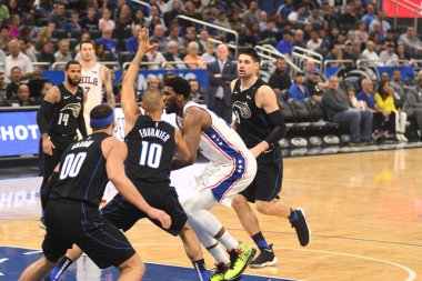 Orlando Magic, 25 Mart 2019 tarihinde Orlando Florida 'daki Amway Arena' da Philadelphia 76ers 'a ev sahipliği yaptı. Fotoğraf: Marty Jean-Louis