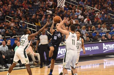 Orlando Magic, 19 Ocak 2019 Cumartesi günü Orlando Florida 'daki Amway Arena' da Milwaukee Doları 'na ev sahipliği yapıyor. Fotoğraf: Marty Jean-Louis