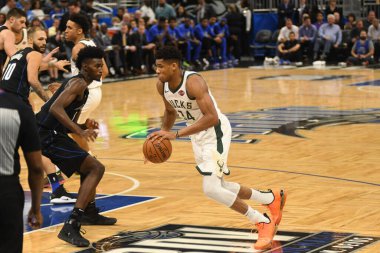 Orlando Magic, 19 Ocak 2019 Cumartesi günü Orlando Florida 'daki Amway Arena' da Milwaukee Doları 'na ev sahipliği yapıyor. Fotoğraf: Marty Jean-Louis