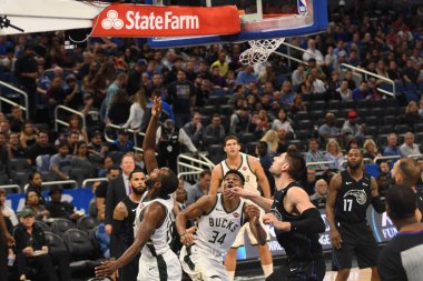 Orlando Magic, 19 Ocak 2019 Cumartesi günü Orlando Florida 'daki Amway Arena' da Milwaukee Doları 'na ev sahipliği yapıyor. Fotoğraf: Marty Jean-Louis