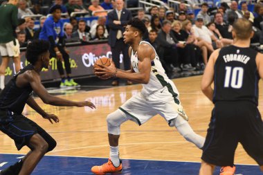 Orlando Magic, 19 Ocak 2019 Cumartesi günü Orlando Florida 'daki Amway Arena' da Milwaukee Doları 'na ev sahipliği yapıyor. Fotoğraf: Marty Jean-Louis