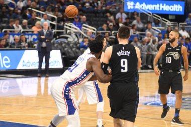 Orlando Magic, 25 Mart 2019 tarihinde Orlando Florida 'daki Amway Arena' da Philadelphia 76ers 'a ev sahipliği yaptı. Fotoğraf: Marty Jean-Louis