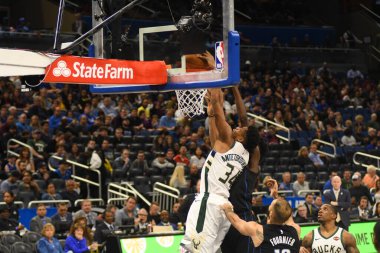 Orlando Magic, 19 Ocak 2019 Cumartesi günü Orlando Florida 'daki Amway Arena' da Milwaukee Doları 'na ev sahipliği yapıyor. Fotoğraf: Marty Jean-Louis