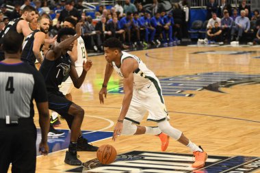 Orlando Magic, 19 Ocak 2019 Cumartesi günü Orlando Florida 'daki Amway Arena' da Milwaukee Doları 'na ev sahipliği yapıyor. Fotoğraf: Marty Jean-Louis
