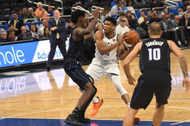 Orlando Magic, 19 Ocak 2019 Cumartesi günü Orlando Florida 'daki Amway Arena' da Milwaukee Doları 'na ev sahipliği yapıyor. Fotoğraf: Marty Jean-Louis