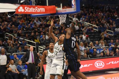 Orlando Magic, 19 Ocak 2019 Cumartesi günü Orlando Florida 'daki Amway Arena' da Milwaukee Doları 'na ev sahipliği yapıyor. Fotoğraf: Marty Jean-Louis