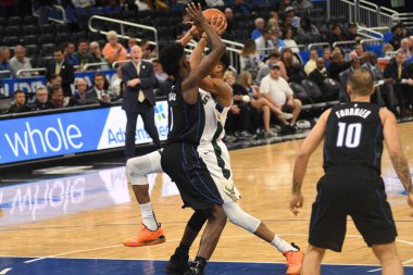 Orlando Magic, 19 Ocak 2019 Cumartesi günü Orlando Florida 'daki Amway Arena' da Milwaukee Doları 'na ev sahipliği yapıyor. Fotoğraf: Marty Jean-Louis