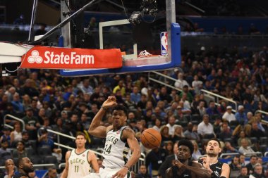 Orlando Magic, 19 Ocak 2019 Cumartesi günü Orlando Florida 'daki Amway Arena' da Milwaukee Doları 'na ev sahipliği yapıyor. Fotoğraf: Marty Jean-Louis
