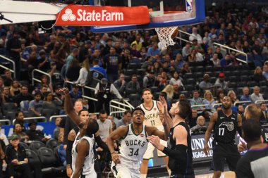 Orlando Magic, 19 Ocak 2019 Cumartesi günü Orlando Florida 'daki Amway Arena' da Milwaukee Doları 'na ev sahipliği yapıyor. Fotoğraf: Marty Jean-Louis