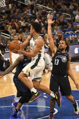 Orlando Magic, 19 Ocak 2019 Cumartesi günü Orlando Florida 'daki Amway Arena' da Milwaukee Doları 'na ev sahipliği yapıyor. Fotoğraf: Marty Jean-Louis