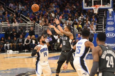 Orlando Magic, 2 Şubat 2019 tarihinde Orlando Florida 'daki Amway Center' da Brooklyn Nets 'e ev sahipliği yapmaktadır. Fotoğraf: Marty Jean-Louis