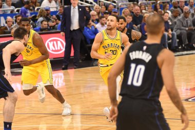 Orlando Magic, 28 Şubat 2019 'da Orlando Florida' daki Amway Center 'da Golden State Warriors' a ev sahipliği yaptı. Fotoğraf: Marty Jean-Louis