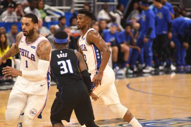 Orlando Magic, 25 Mart 2019 tarihinde Orlando Florida 'daki Amway Arena' da Philadelphia 76ers 'a ev sahipliği yaptı. Fotoğraf: Marty Jean-Louis