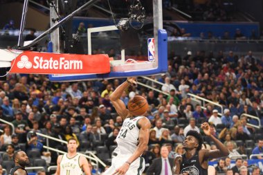 Orlando Magic, 19 Ocak 2019 Cumartesi günü Orlando Florida 'daki Amway Arena' da Milwaukee Doları 'na ev sahipliği yapıyor. Fotoğraf: Marty Jean-Louis