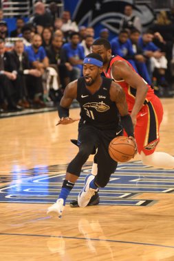 Orlando Magic 20 Mart 2019 Çarşamba günü Orlando Florida 'daki Amway Center' da Louisiana Pelicans 'a ev sahipliği yapıyor. Fotoğraf: Marty Jean-Louis