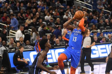 Orlando Magic 29 Ocak 2019 'da Orlando Florida' daki Amway Center 'da OklahomaCity Thunder' a ev sahipliği yapar. Fotoğraf: Marty Jean-Louis