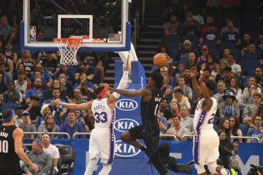 Orlando Magic, 25 Mart 2019 tarihinde Orlando Florida 'daki Amway Arena' da Philadelphia 76ers 'a ev sahipliği yaptı. Fotoğraf: Marty Jean-Louis