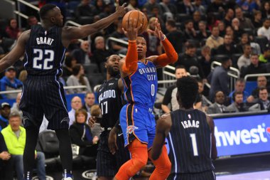 Orlando Magic 29 Ocak 2019 'da Orlando Florida' daki Amway Center 'da OklahomaCity Thunder' a ev sahipliği yapar. Fotoğraf: Marty Jean-Louis