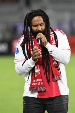 Bob Marley 'nin Oğlu Ky-Mani Marley, 10 Ocak 2019 Perşembe günü Orlando City Stadyumu' nda Florida Kupası sırasında sahne alıyor. Fotoğraf: Marty Jean-Louis, 2019. Fotoğraf: Marty Jean-Louis