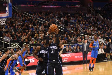 Orlando Magic 29 Ocak 2019 'da Orlando Florida' daki Amway Center 'da OklahomaCity Thunder' a ev sahipliği yapar. Fotoğraf: Marty Jean-Louis
