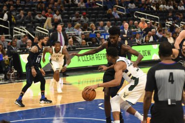 Orlando Magic, 19 Ocak 2019 Cumartesi günü Orlando Florida 'daki Amway Arena' da Milwaukee Doları 'na ev sahipliği yapıyor. Fotoğraf: Marty Jean-Louis