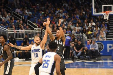 Orlando Magic, 2 Şubat 2019 tarihinde Orlando Florida 'daki Amway Center' da Brooklyn Nets 'e ev sahipliği yapmaktadır. Fotoğraf: Marty Jean-Louis