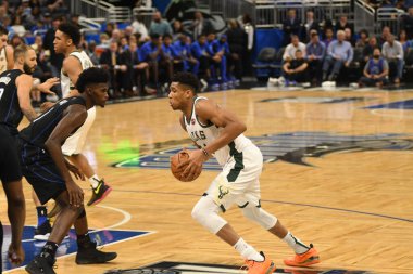 Orlando Magic, 19 Ocak 2019 Cumartesi günü Orlando Florida 'daki Amway Arena' da Milwaukee Doları 'na ev sahipliği yapıyor. Fotoğraf: Marty Jean-Louis