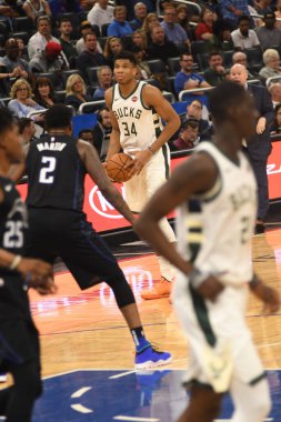 Orlando Magic, 19 Ocak 2019 Cumartesi günü Orlando Florida 'daki Amway Arena' da Milwaukee Doları 'na ev sahipliği yapıyor. Fotoğraf: Marty Jean-Louis