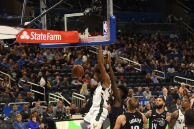 Orlando Magic, 19 Ocak 2019 Cumartesi günü Orlando Florida 'daki Amway Arena' da Milwaukee Doları 'na ev sahipliği yapıyor. Fotoğraf: Marty Jean-Louis