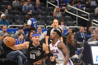 Orlando Magic, 25 Mart 2019 tarihinde Orlando Florida 'daki Amway Arena' da Philadelphia 76ers 'a ev sahipliği yaptı. Fotoğraf: Marty Jean-Louis