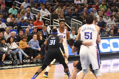 Orlando Magic, 25 Mart 2019 tarihinde Orlando Florida 'daki Amway Arena' da Philadelphia 76ers 'a ev sahipliği yaptı. Fotoğraf: Marty Jean-Louis