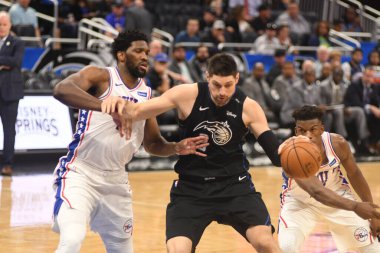 Orlando Magic, 25 Mart 2019 tarihinde Orlando Florida 'daki Amway Arena' da Philadelphia 76ers 'a ev sahipliği yaptı. Fotoğraf: Marty Jean-Louis