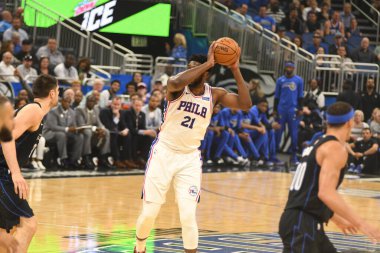 Orlando Magic, 25 Mart 2019 tarihinde Orlando Florida 'daki Amway Arena' da Philadelphia 76ers 'a ev sahipliği yaptı. Fotoğraf: Marty Jean-Louis