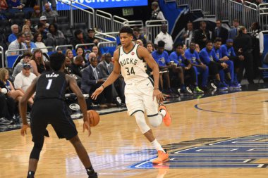 Orlando Magic, 19 Ocak 2019 Cumartesi günü Orlando Florida 'daki Amway Arena' da Milwaukee Doları 'na ev sahipliği yapıyor. Fotoğraf: Marty Jean-Louis