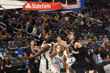 Orlando Magic, 19 Ocak 2019 Cumartesi günü Orlando Florida 'daki Amway Arena' da Milwaukee Doları 'na ev sahipliği yapıyor. Fotoğraf: Marty Jean-Louis