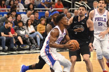 Orlando Magic, 25 Mart 2019 tarihinde Orlando Florida 'daki Amway Arena' da Philadelphia 76ers 'a ev sahipliği yaptı. Fotoğraf: Marty Jean-Louis